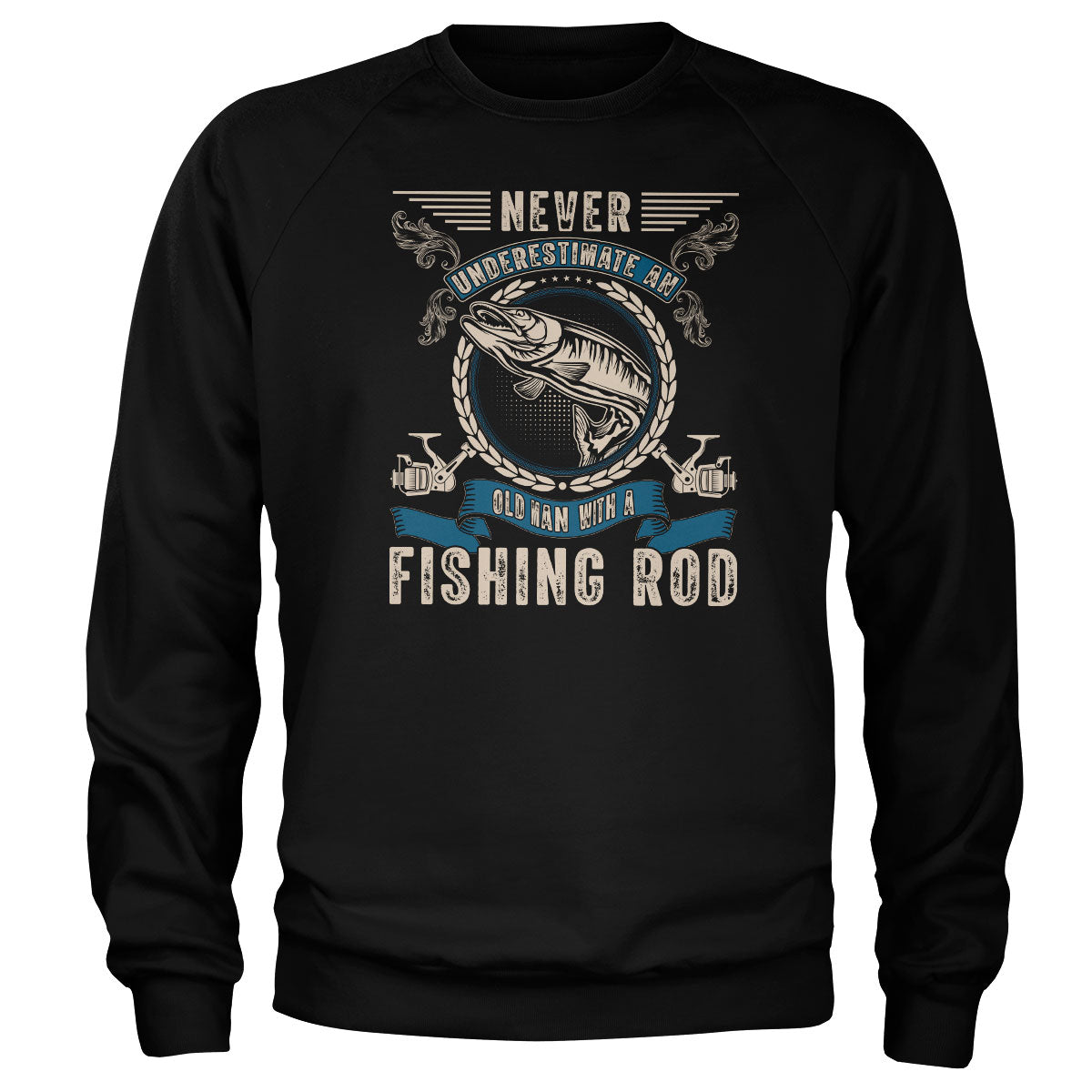 Never Underestimate An Old Man With A Fishing Rod Sweatshirt