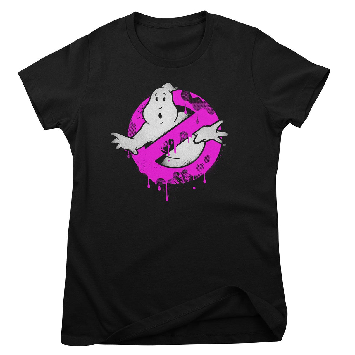 Ghostbusters Pink Drip Logo Girly Tee