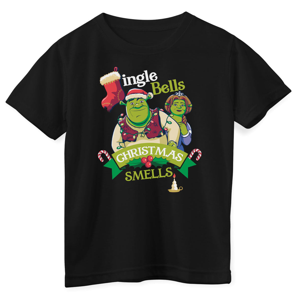 Shrek - Jingle Bells Christmas Smells Kids Tee