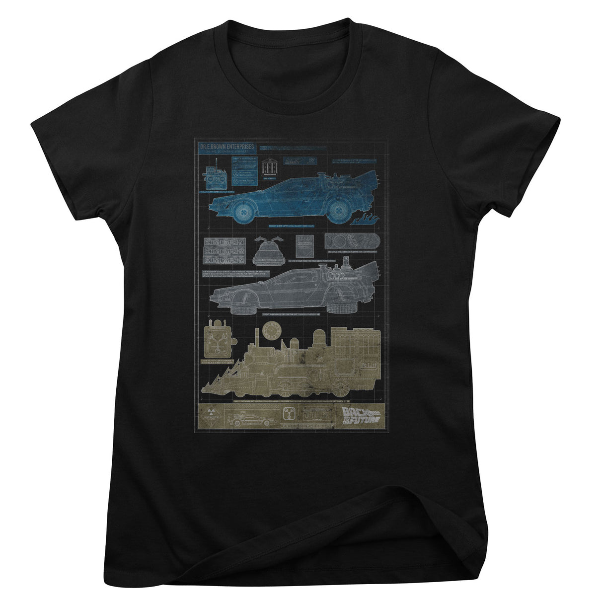 Back To The Future - Time Machine Blueprints Girly Tee