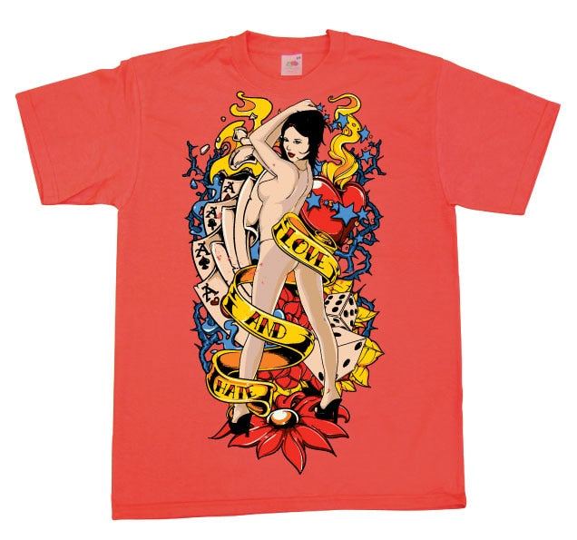 Love And Hate Pin-Up T-Shirt