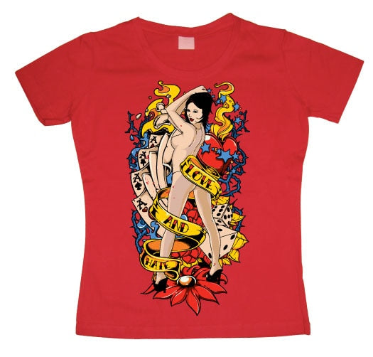 Love And Hate Pin-Up Girly Tee