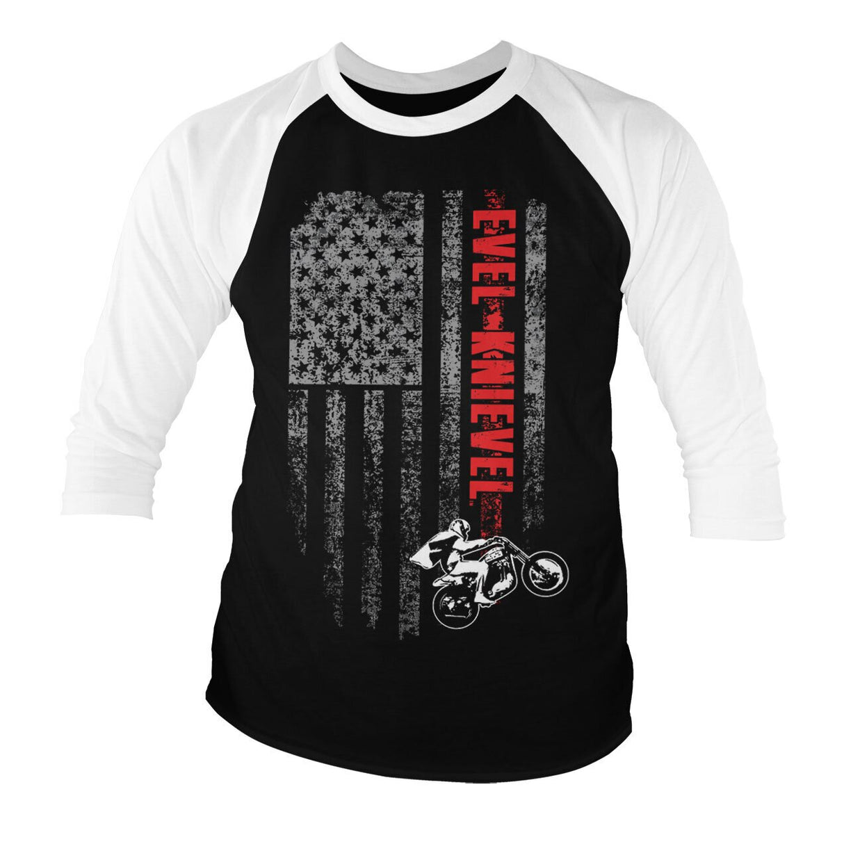 Evel Knievel Flag Baseball 3/4 Sleeve Tee