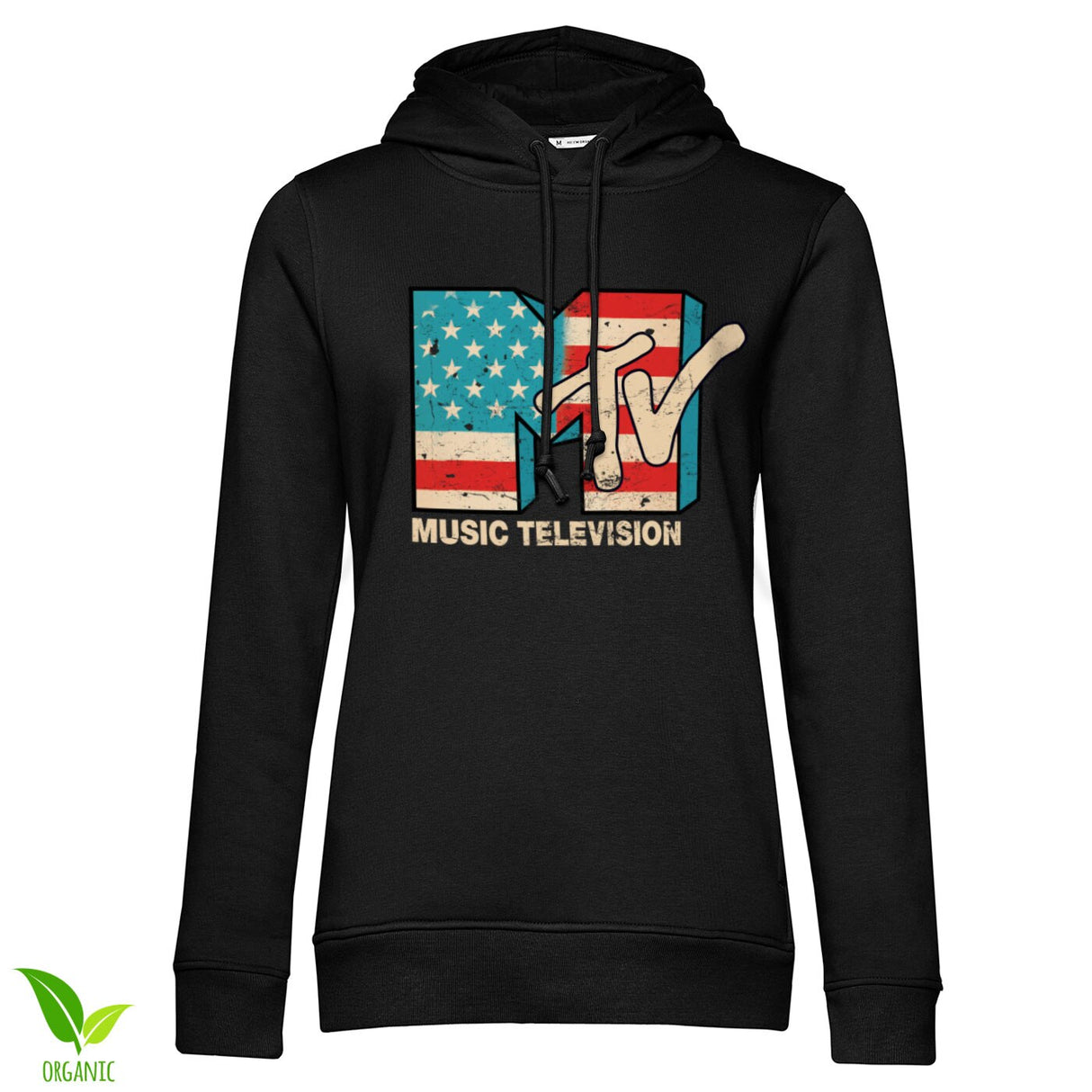 MTV Distressed USA-Flag Girls Hoodie