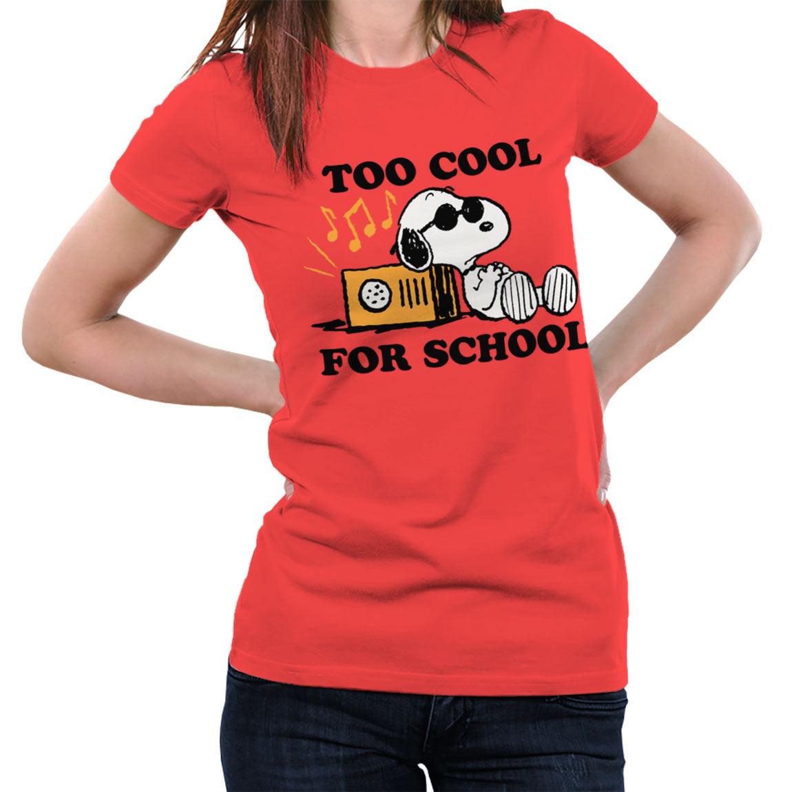 Snoopy - Too Cool For School Girly Tee