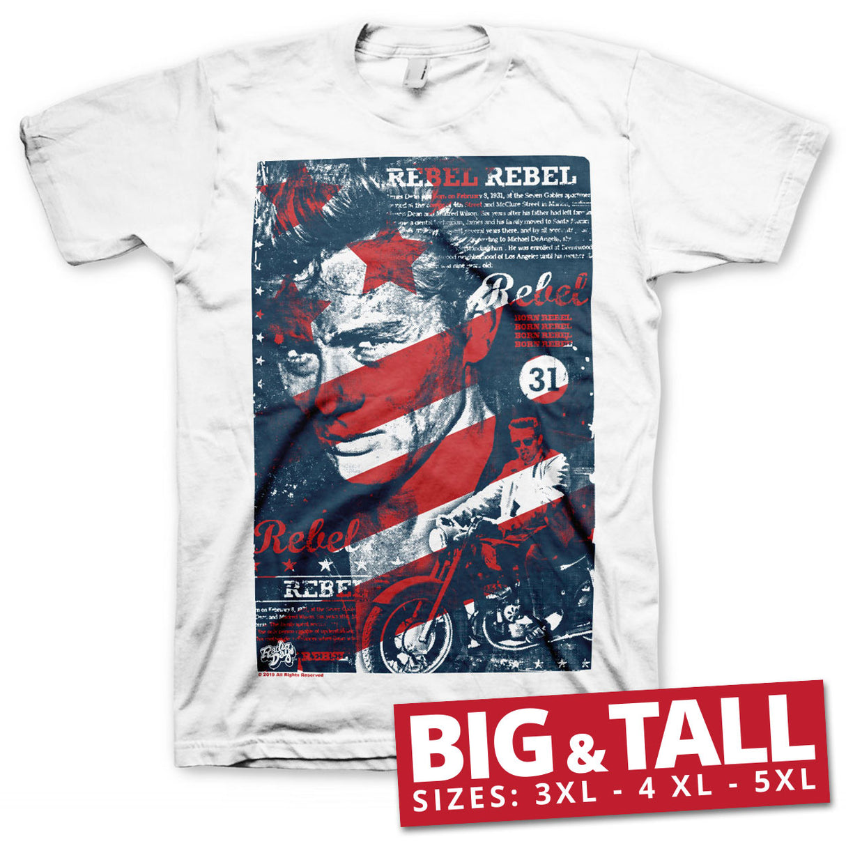 James Dean - Washed Poster Big & Tall T-Shirt