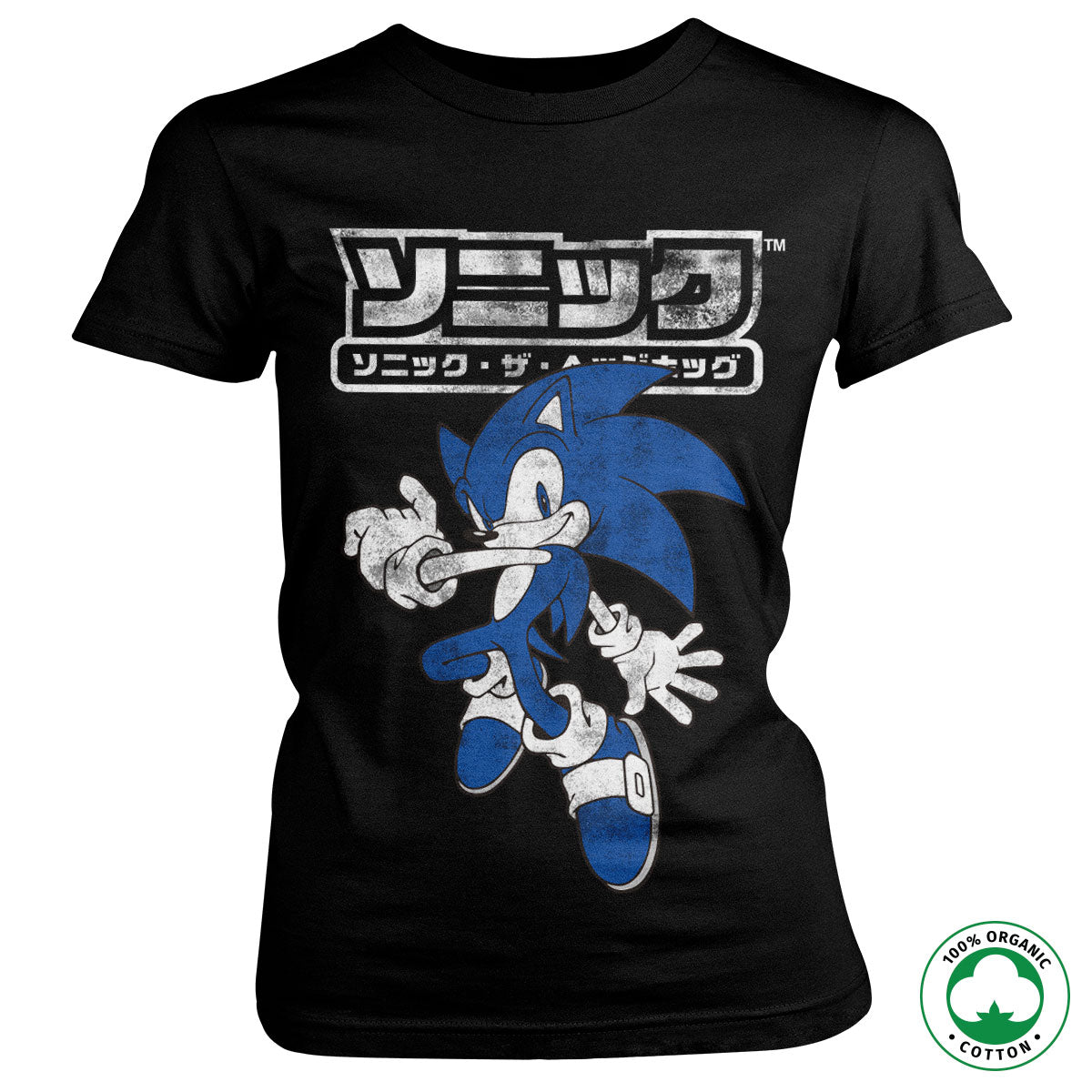 Sonic The Hedgehog Japanese Logo Organic Girly Tee