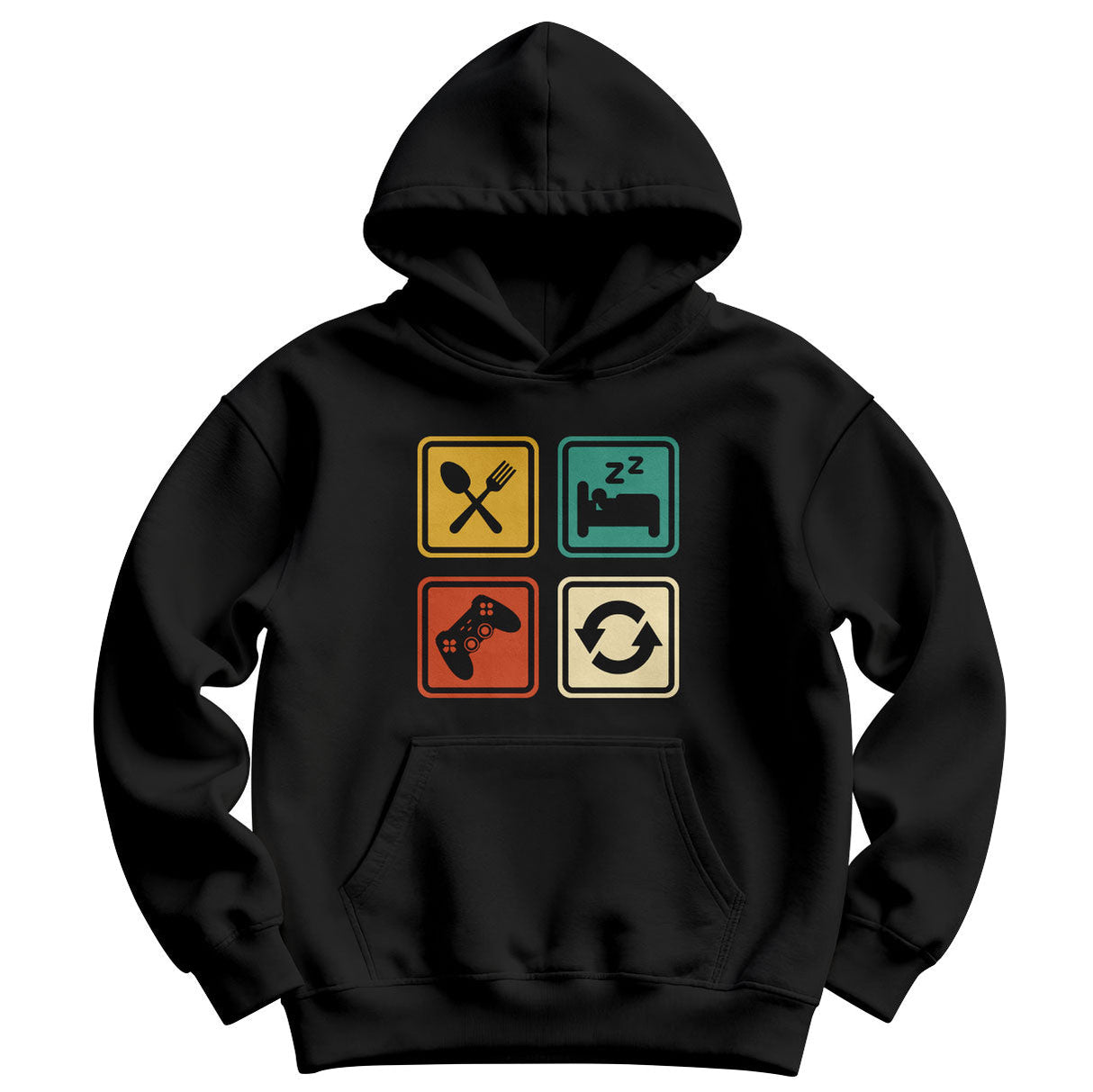 Eat - Sleep - Game - Repeat Icons Kids Hoodie