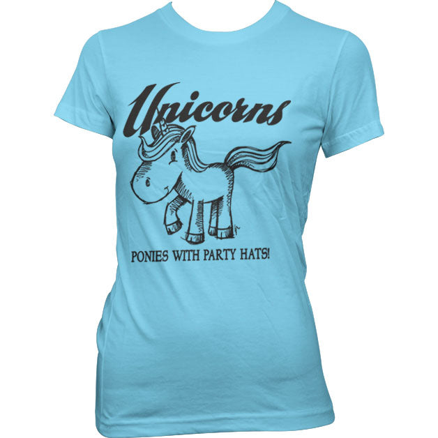 Unicorns - Ponies With Party Hats Girly T-Shirt