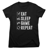 Eat Sleep Game Repeat Stacked Girly Top