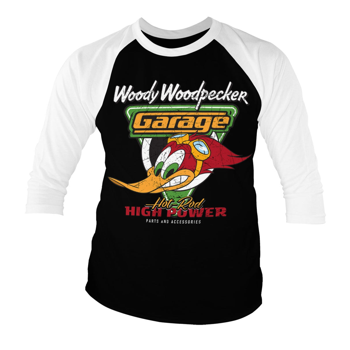 Woody Woodpecker Garage Baseball 3/4 Sleeve Tee